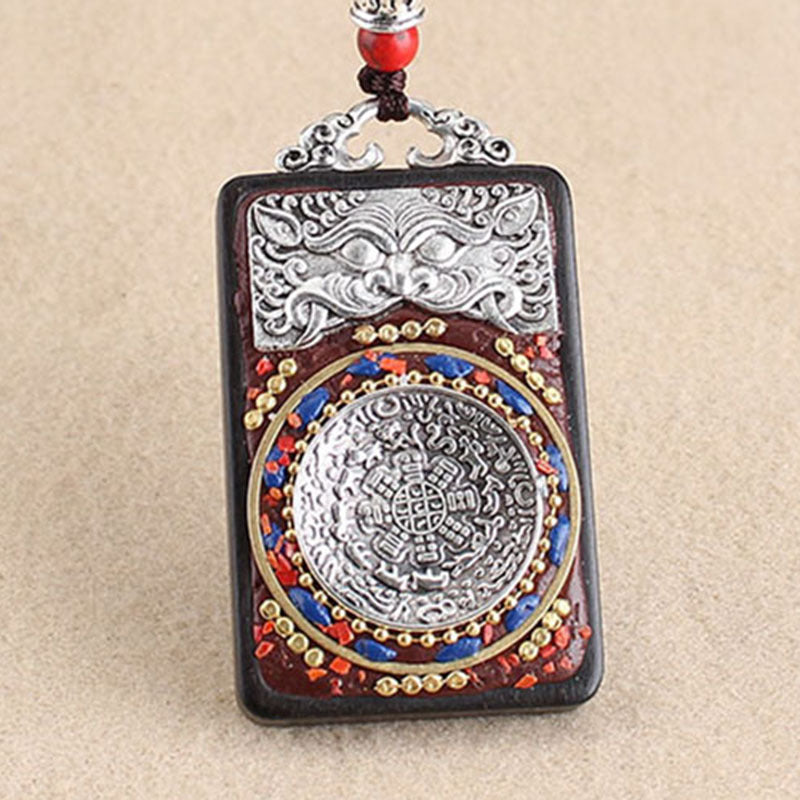 Ethnic Style Square Alloy Wood Unisex Pendant Necklace 1 Piece