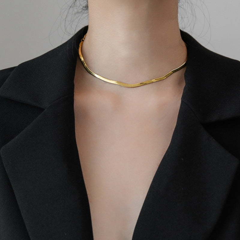 IG Style Solid Color Titanium Steel Plating 18K Gold Plated Choker