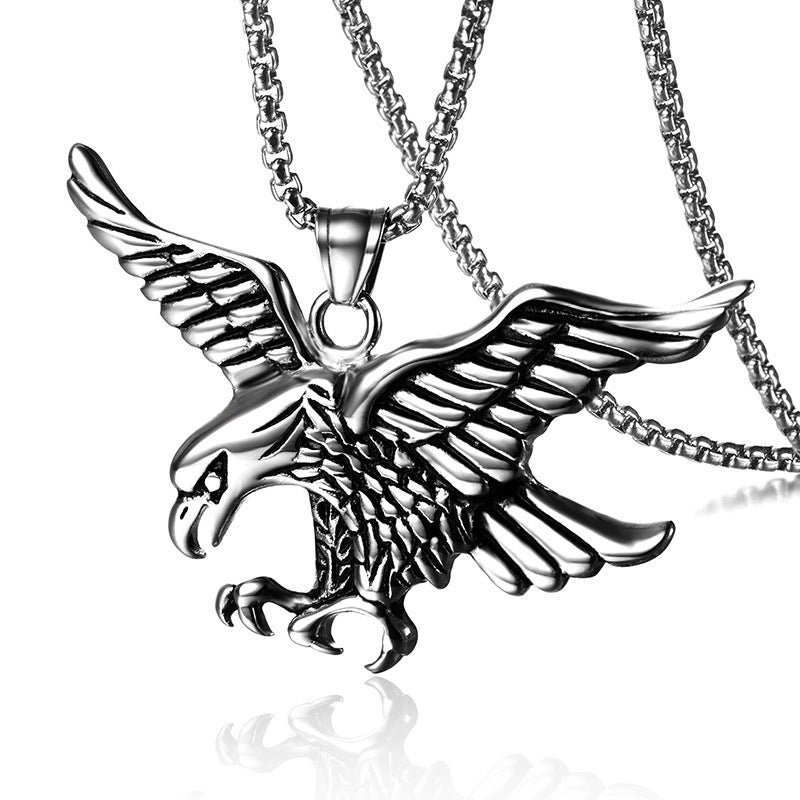 Hip-Hop Retro Eagle Stainless Steel Men's Pendant Necklace - Gold Plated Fashion Jewelry