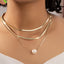 Simple Pearl Layered Alloy Necklace for Women