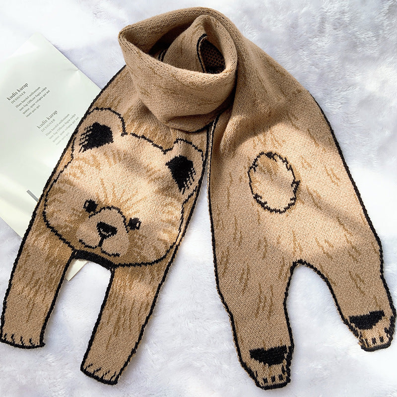 Children's Unisex Cartoon Animal Knit Scarf - Dog, Bear, Rabbit Design