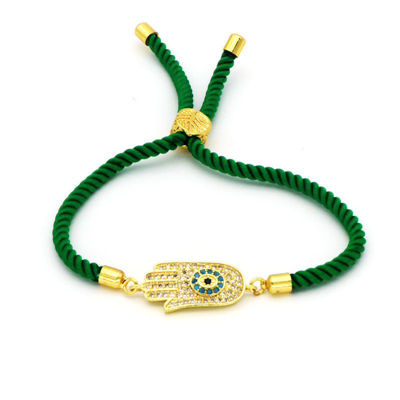 18K Gold Plated Zircon Evil Eye Rope Bracelet for Women