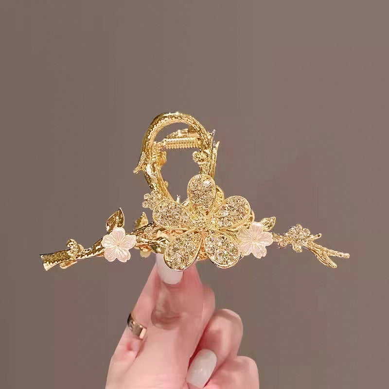 Women's Floral Rhinestone Pearl Hair Claw Clip