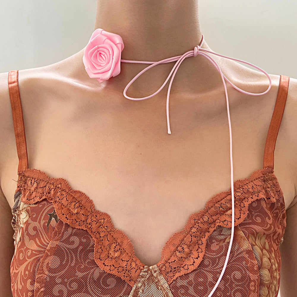 Princess Vintage Rose Floral Choker Necklace for Women