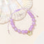 Casual Style Round Crystal Alloy Beaded Women's Bracelet with Strawberry Quartz Pendant