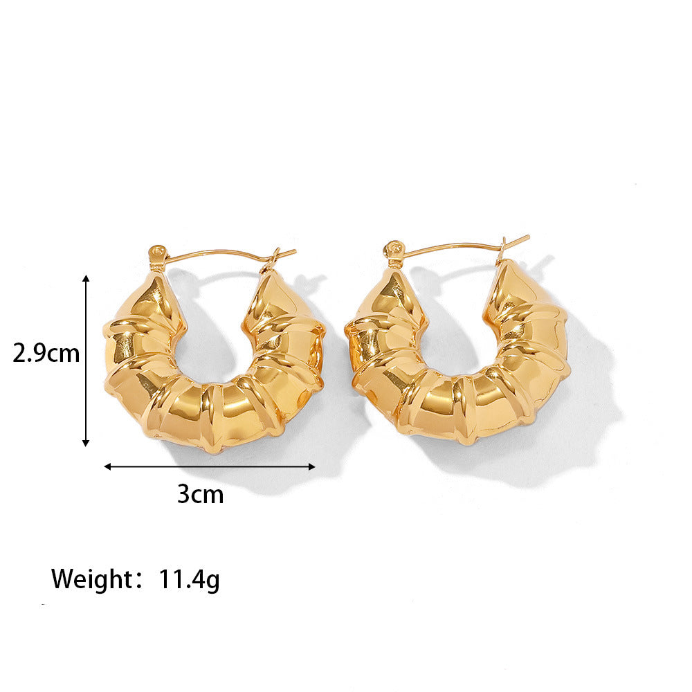 1 Pair Geometric Hollow 18K Gold Plated Stainless Steel Earrings