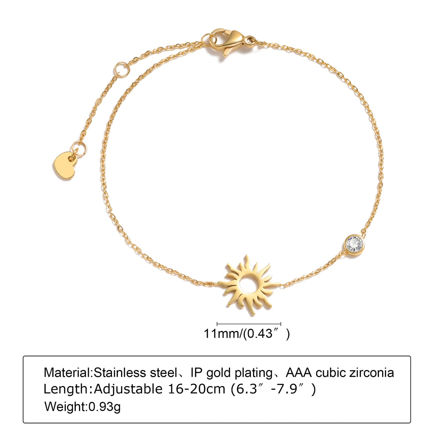 Minimalist Titanium Steel Bracelet with Rhinestones and Celestial Charms - 18K Gold Plated Women's Fashion Accessory