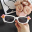 Kids Color Block Resin Square Sunglasses with Heart Acrylic Strap Necklace