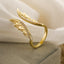 Fashion Geometric Wing Design Copper Ring with Zircon and Artificial Pearls