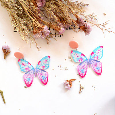 1 Pair Acrylic Butterfly Statement Women's Drop Earrings