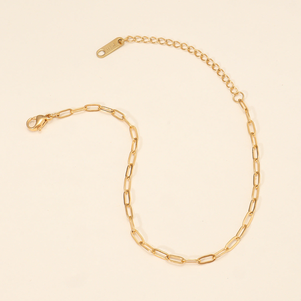 Minimalist 18k Gold Plated Stainless Steel Figaro Box Chain Anklet