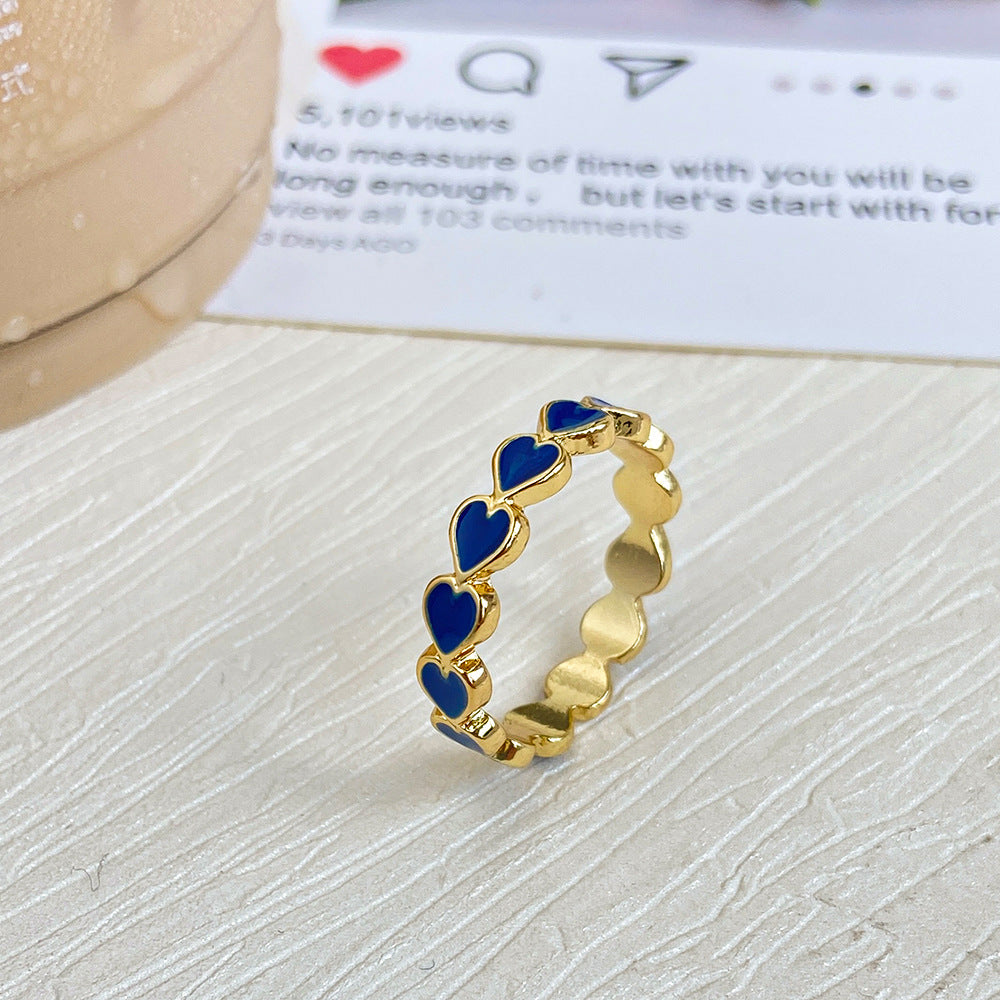 Creative Candy Color Heart Ring - Simple Alloy Love Design