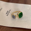 Fashion Geometric Emerald White Gold Plated Silver Rings