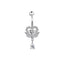 Heart Shape Zircon Inlay Belly Ring Set - Stainless Steel & Copper Components