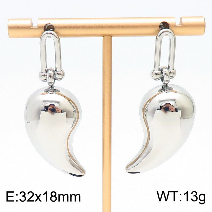 1 Pair Simple Style Water Droplets Plating Stainless Steel 18K Gold Plated Earrings