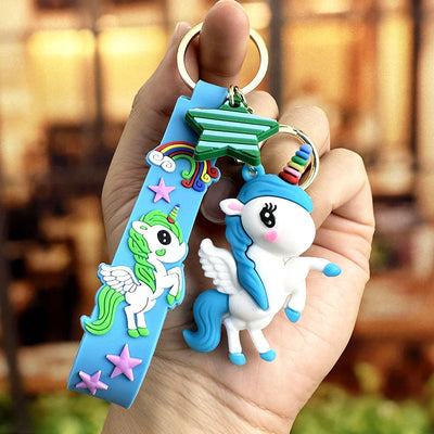 Cartoon Unicorn Rainbow PVC Keychain Pendant for Bags and Cars