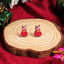 Pair of Cute Christmas Tree and Santa Claus Stud Earrings - Festive Holiday Jewelry with Boots, Snowman, and Elk Designs