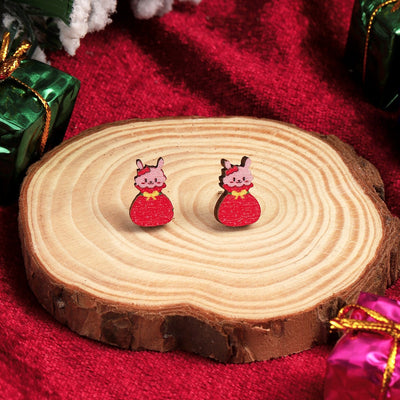 Pair of Cute Christmas Tree and Santa Claus Stud Earrings - Festive Holiday Jewelry with Boots, Snowman, and Elk Designs