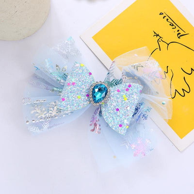 Kids' Princess Glitter Bow Hair Clip with Rhinestones