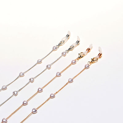 Peach Heart Pearl Gold Glasses Chain Necklace Sunglasses Holder Strap