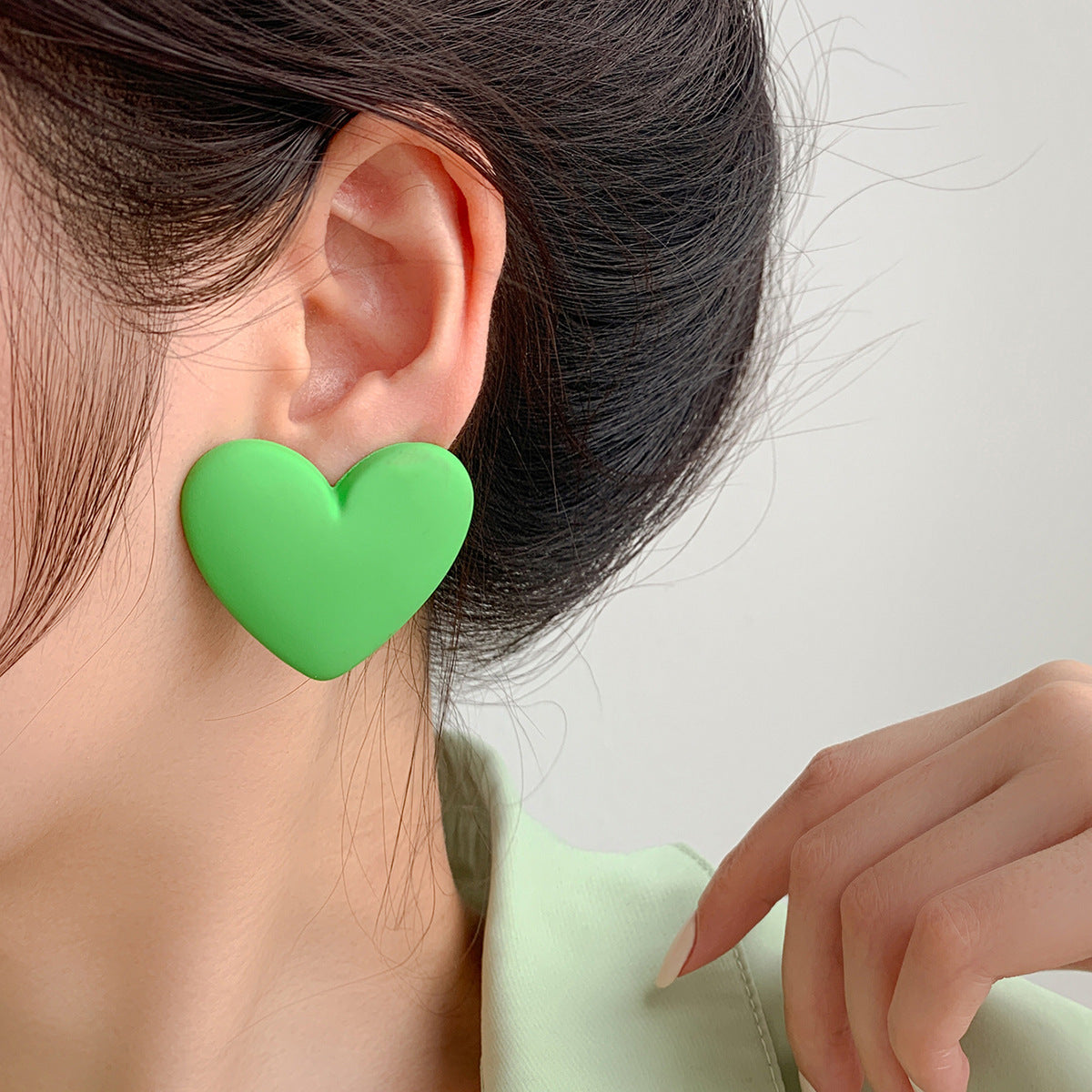 Fashion Candy Color Heart Earrings Macaron Color Multi-Color Heart Simple Stud Earrings