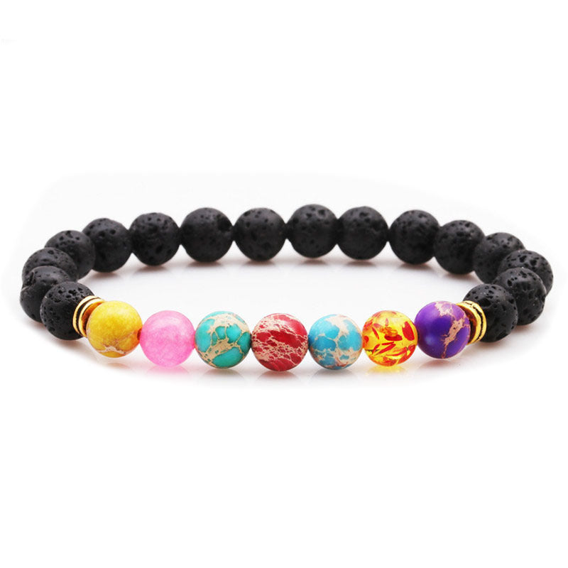 Fashion Multicolor Lava Stone & White Agate Beaded Bracelets