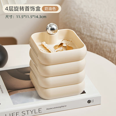 Simple Style Multi-Layer Rotating Jewelry Storage Box