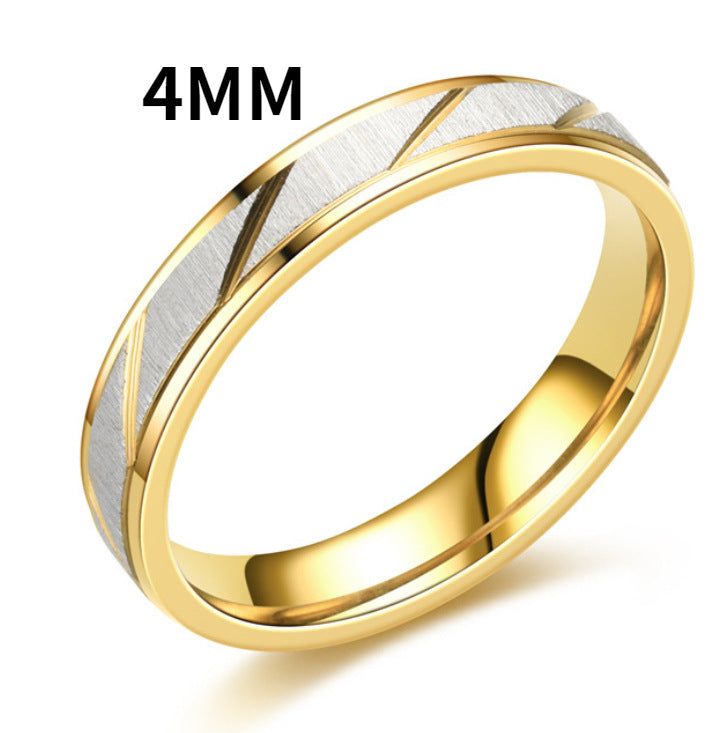 Fashion Golden Stainless Steel Step Cut Couple Ring