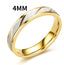 Fashion Golden Stainless Steel Step Cut Couple Ring