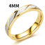 Fashion Golden Stainless Steel Step Cut Couple Ring