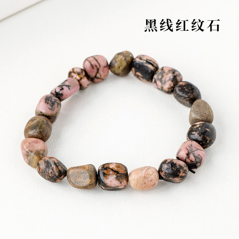 Simple Round Natural Stone Crystal Beaded Bracelet for Women