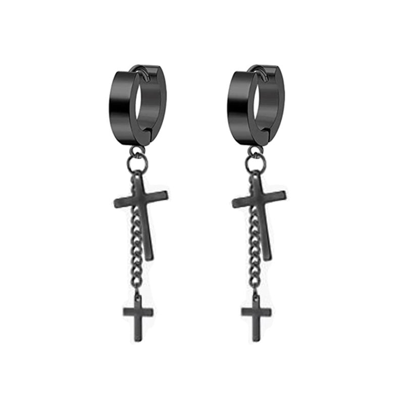 Simple Star Skull Stainless Steel Spike Hoop Earrings