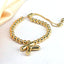 Copper Gold Plated Adjustable Initial Letter Beaded Bracelet for Women