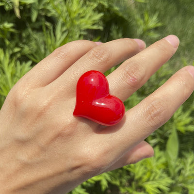 Sweet Heart Shape Resin Candy Color Women's Rings