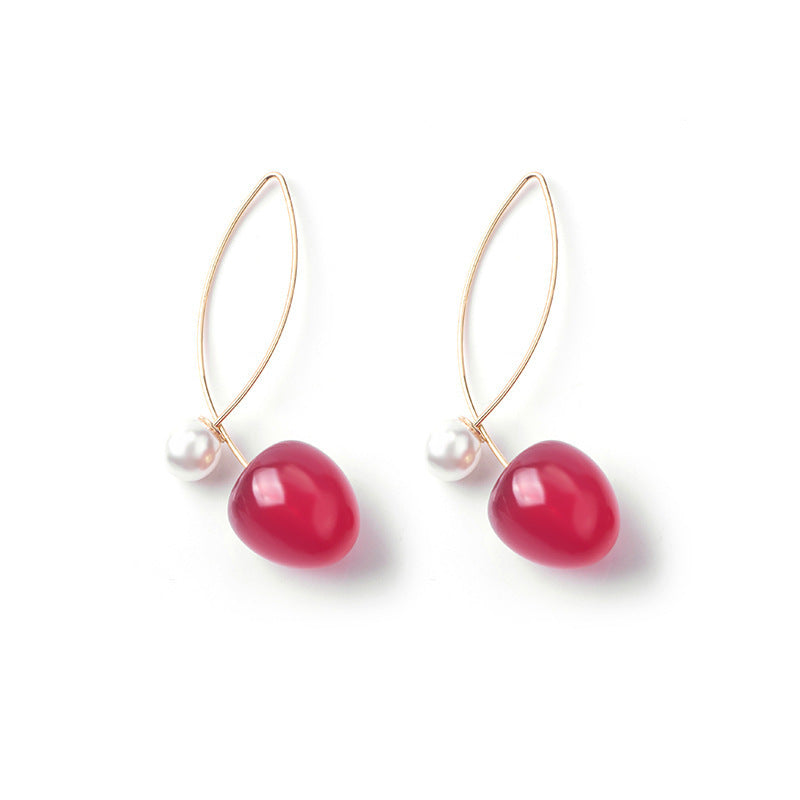 Sweet Cherry Gradient Pearl Drop Earrings for Women