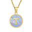 Titanium Steel Blue Shell Initial Pendant Necklace