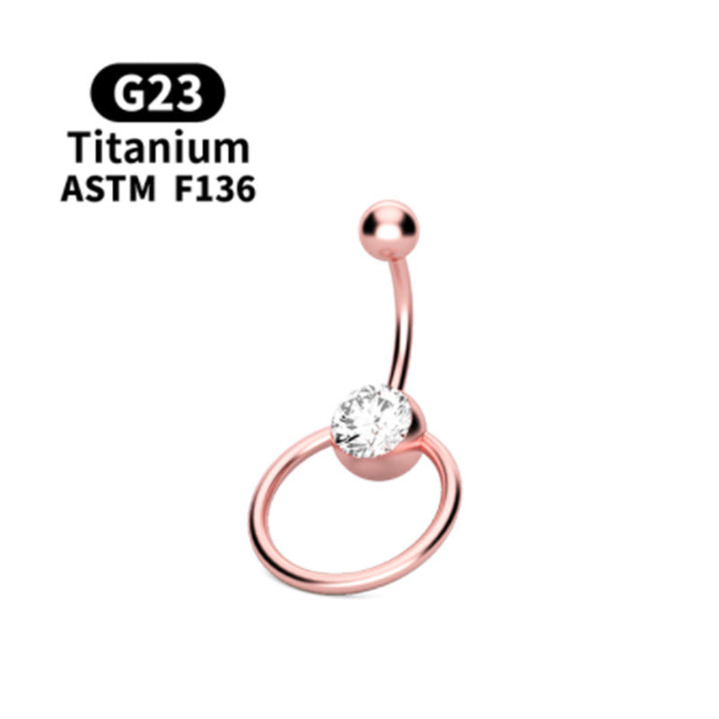 Geometric Zircon Stainless Steel & G23 Titanium Diamond Navel Ring 2023