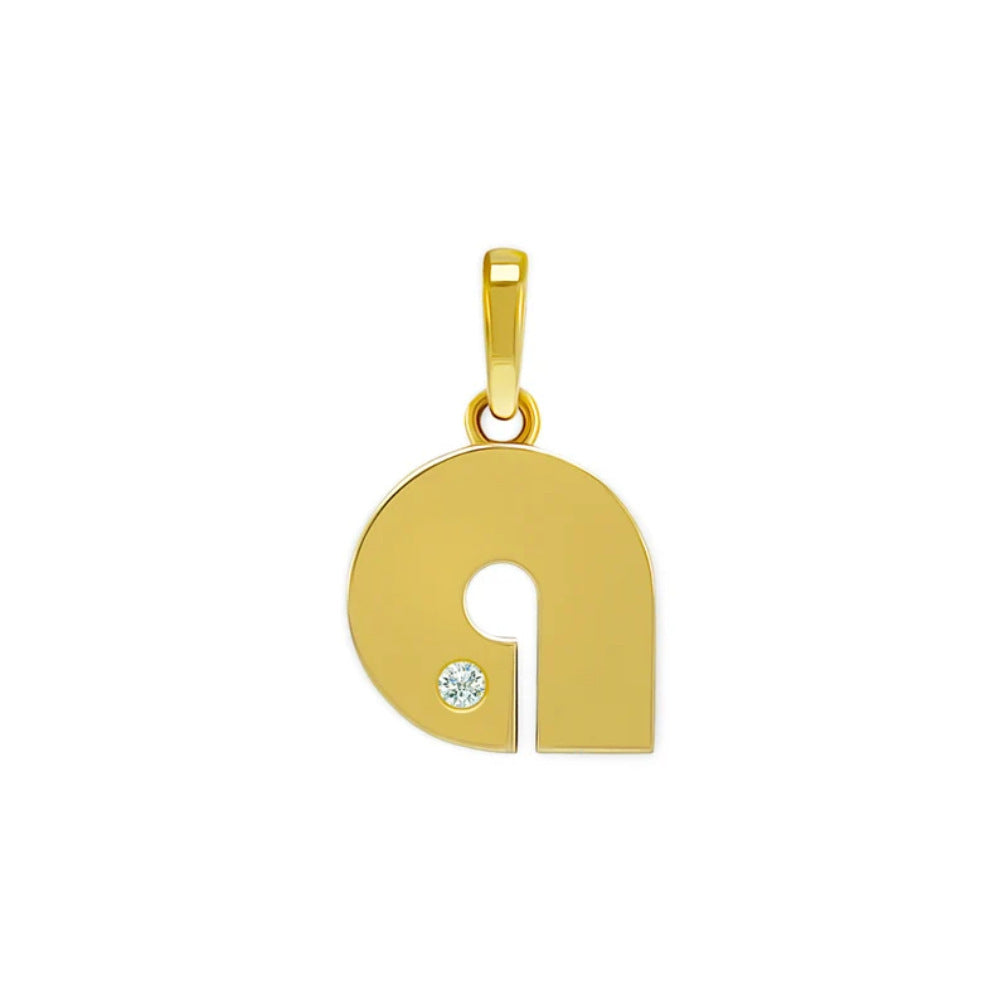 Modern 18K Gold Plated Zircon Inlay Stainless Steel Alphabet Pendant Necklace