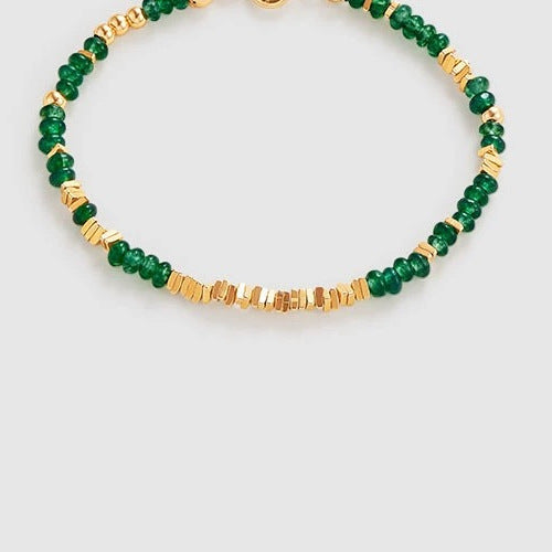 Emerald Green Geometric Crystal Beaded Necklace for Women