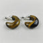 Retro Geometric Agate and Black Onyx Tiger Eye Stud Earrings - Minimalist S925 Silver Needle C-Shaped Design