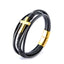 Fashion Cross Stainless Steel Multi-Layer Leather Men's Bracelet