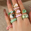 Fashion Heart Alloy Enamel Adjustable Ring