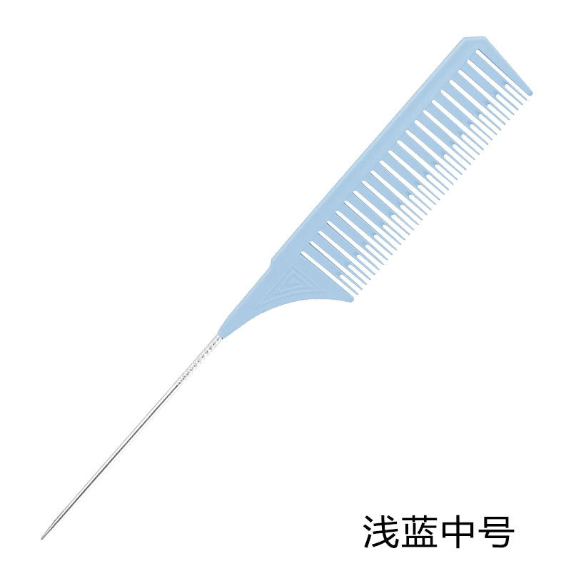 Simple Solid Color ABS Hair Comb with Steel Needle Tip for Salon and Dyeing