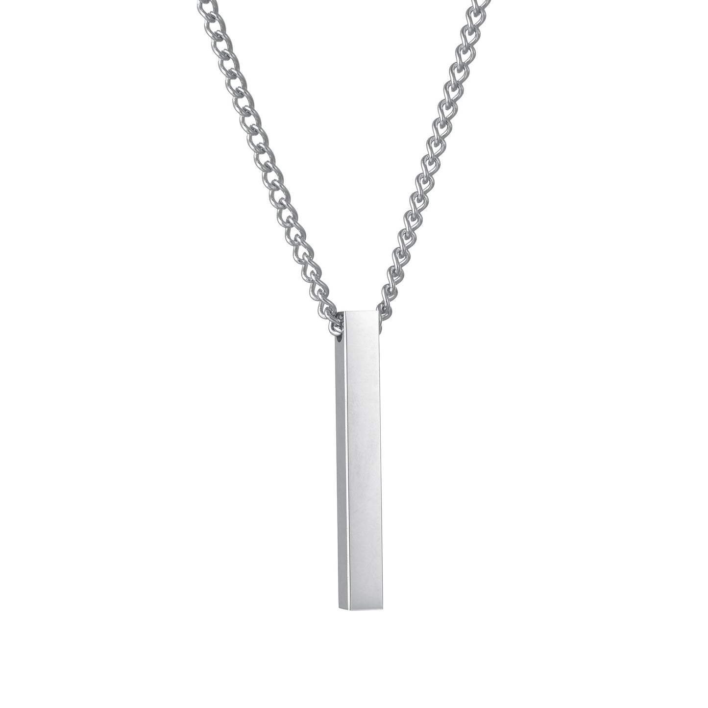 Stainless Steel Personalized Engraved Cylinder Pendant Necklace