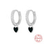 Fashion Geometric Heart Zircon Inlay Drop Earrings in Sterling Silver