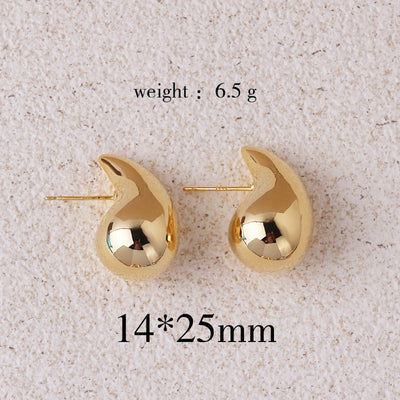 Retro Water Droplet Copper Stud Earrings with Unique Design