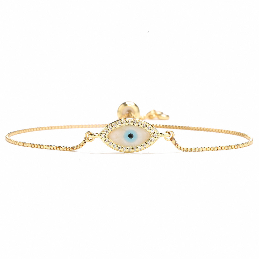 18k Gold Plated Zircon Evil Eye Adjustable Bracelet