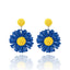 1 Pair Cute Daisy Raffia Flower Drop Earrings for Summer Beach Style