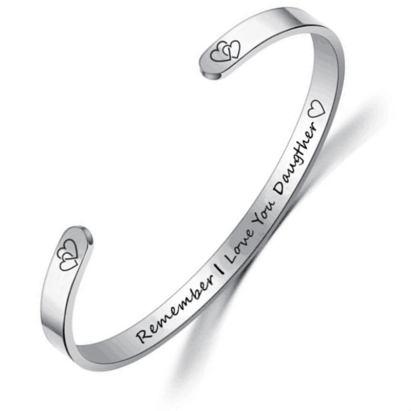 Personalized Engraved Titanium Steel Open Bangle Bracelet