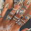 Bohemian Retro Punk Elephant Opal Crystal Midi Knuckle Ring Set for Women